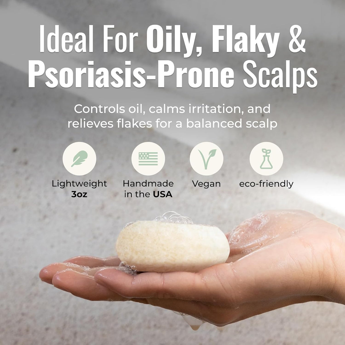 Peppermint Breeze Shampoo Bar, Vegan Solid Hair Cleanser with Refreshing Peppermint, for Oily Hair