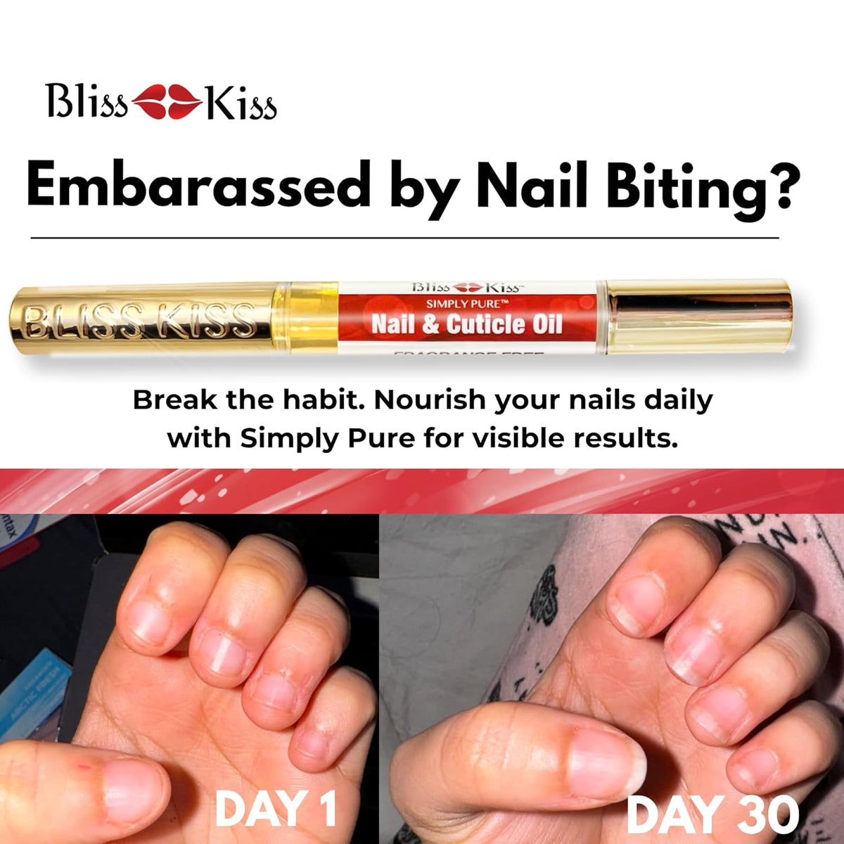 Bliss Kiss | 1 Candy Cane Fragrance | Nail Oil Cuticle Pen w/Vitamin E & Jojoba⏤Nail Strengthener