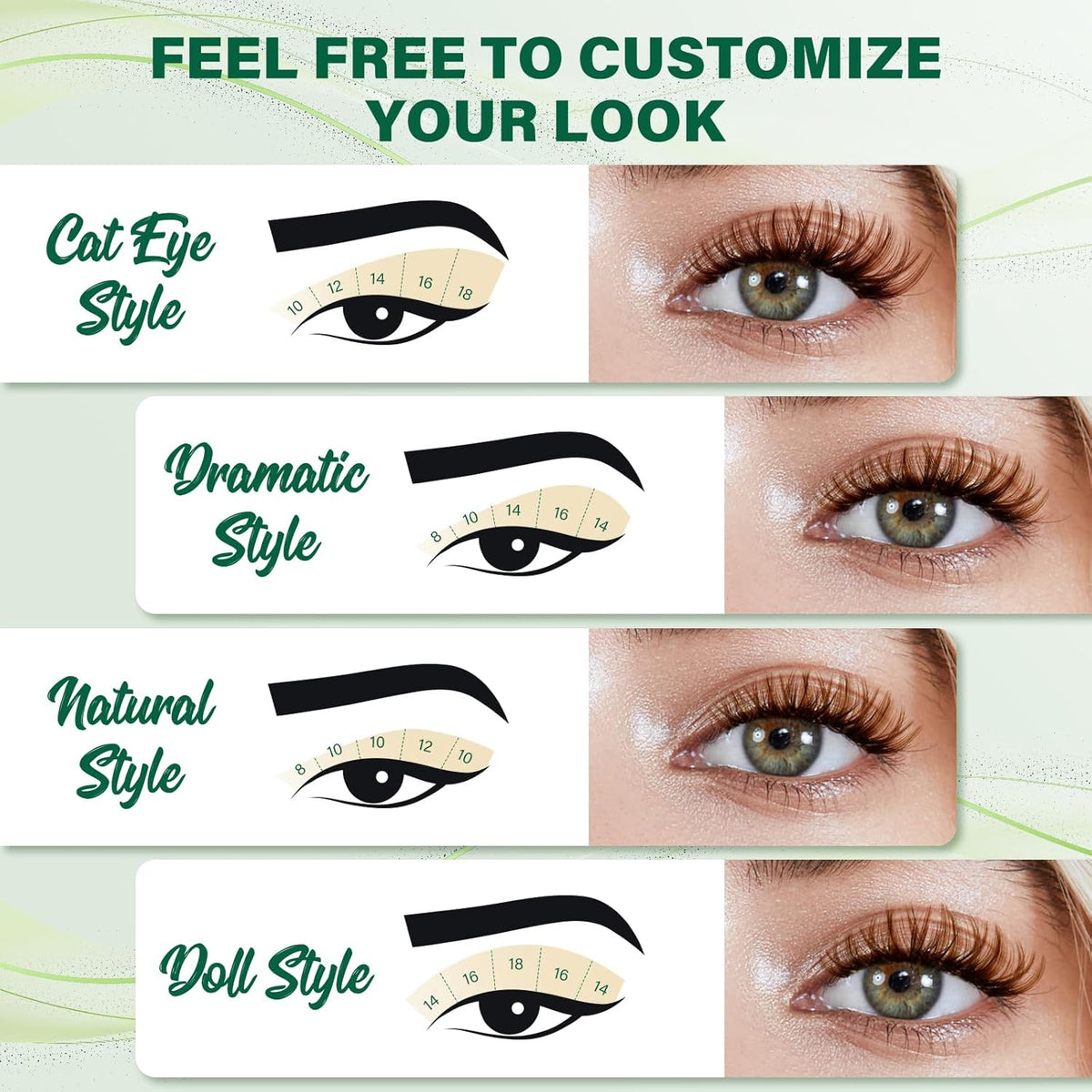 KEYYOU Brown Lash Clusters 144pcs Eyelash Clusters 8-18MIX D Curl Cluster Lashes Soft Wispy Lash