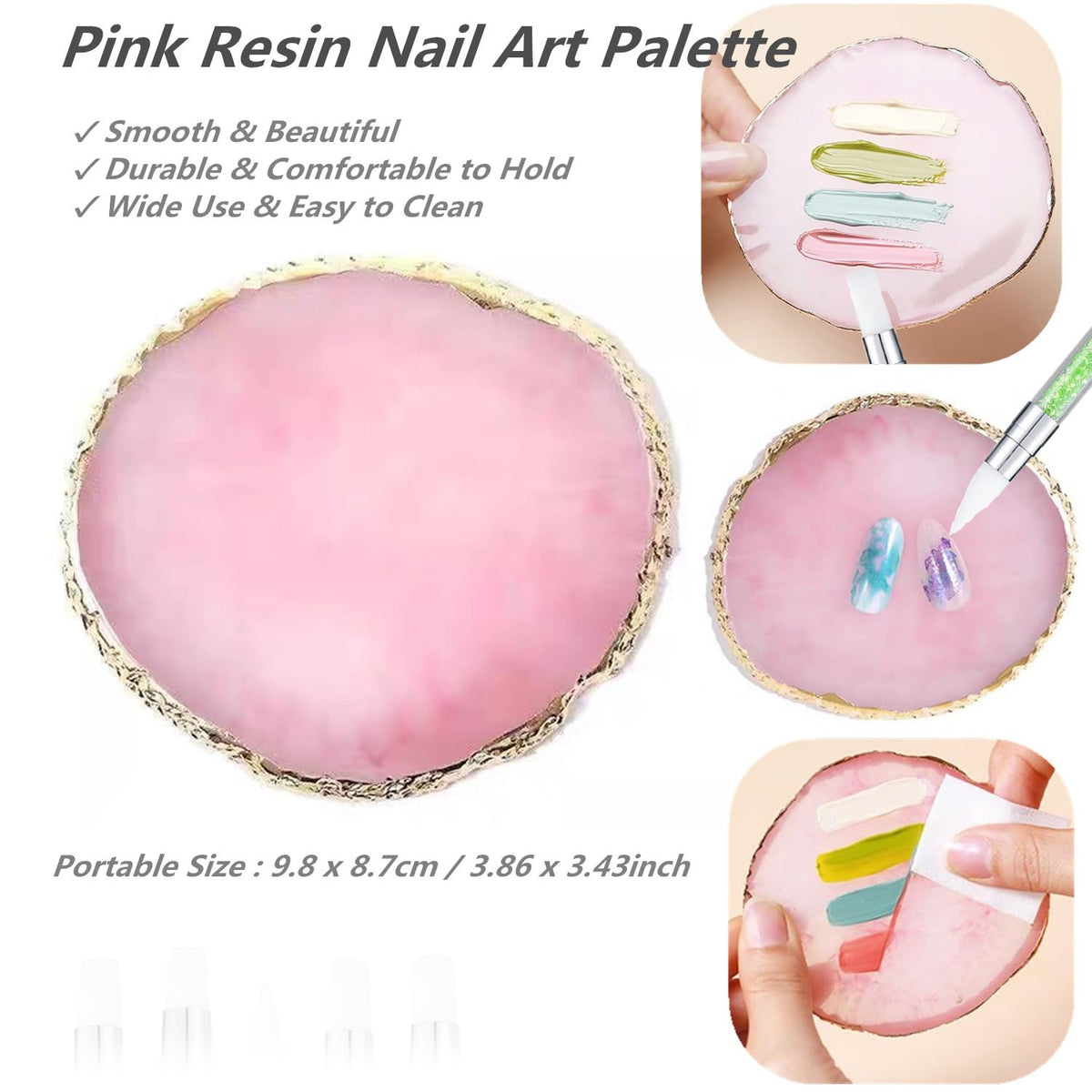 Nail Art Design 11PCS Kits - Resin Nail Art Palette, 5Pcs Nail Art Sculpture Pen Dual Tipped