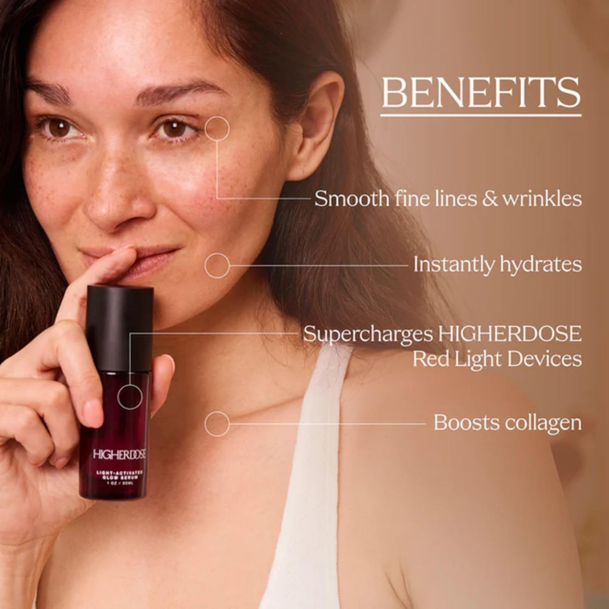 HigherDOSE Light-Activated GLOW SERUM - Anti Aging Face Serum to Plump, Hydrate & Smooth Fine Lines