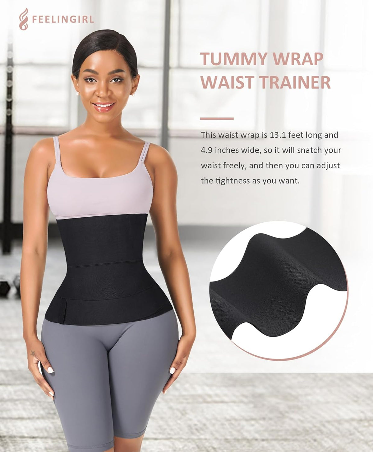 FeelinGirl Waist Trainer for Women Bandage Wrap Trimmer Belt Long Torso Tummy Wraps Belly Body