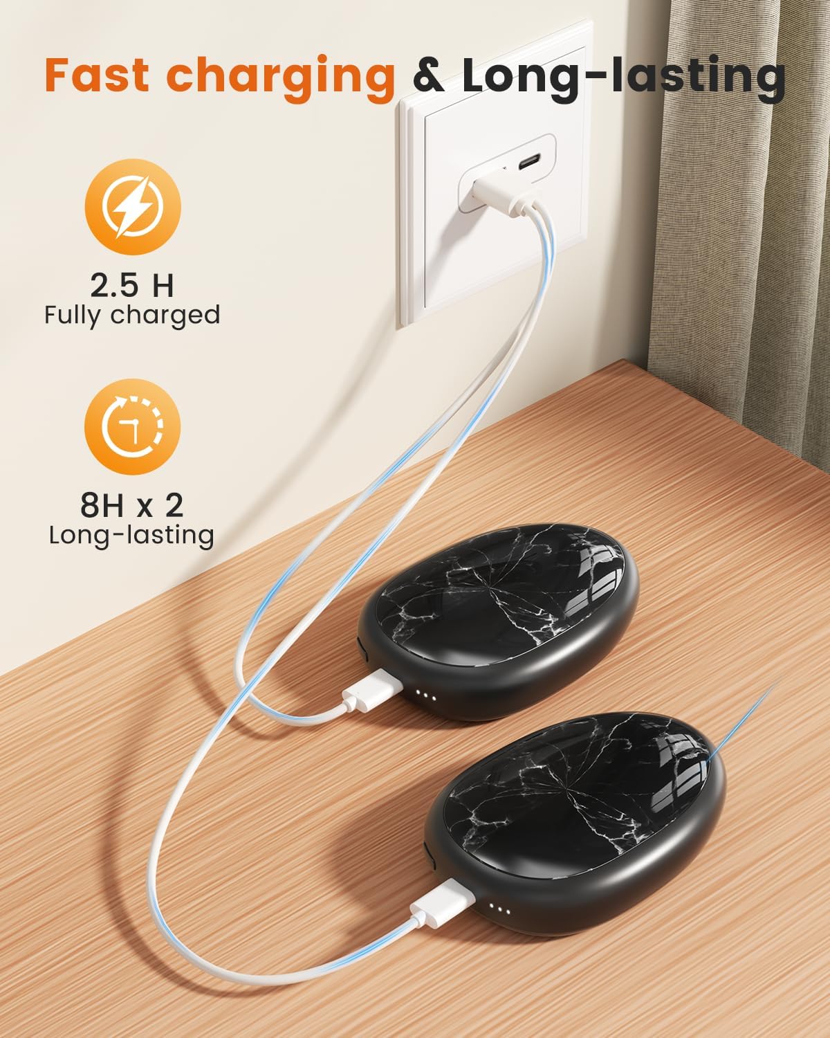 Hand Warmers Rechargeable 2 Pack, AI Temperature Control Electric Handwarmers, Stone Shape Portable