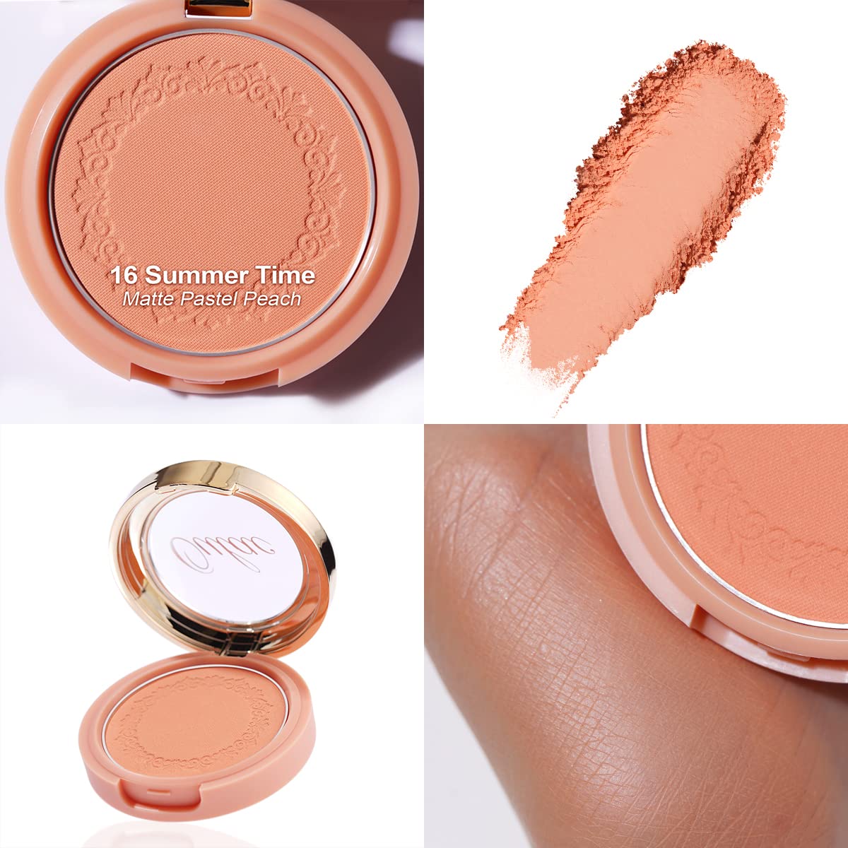 Oulac Peach Blush Makeup Fair Skin| Pigmented Powery Blush Korean Style| Natural Radiant Look|