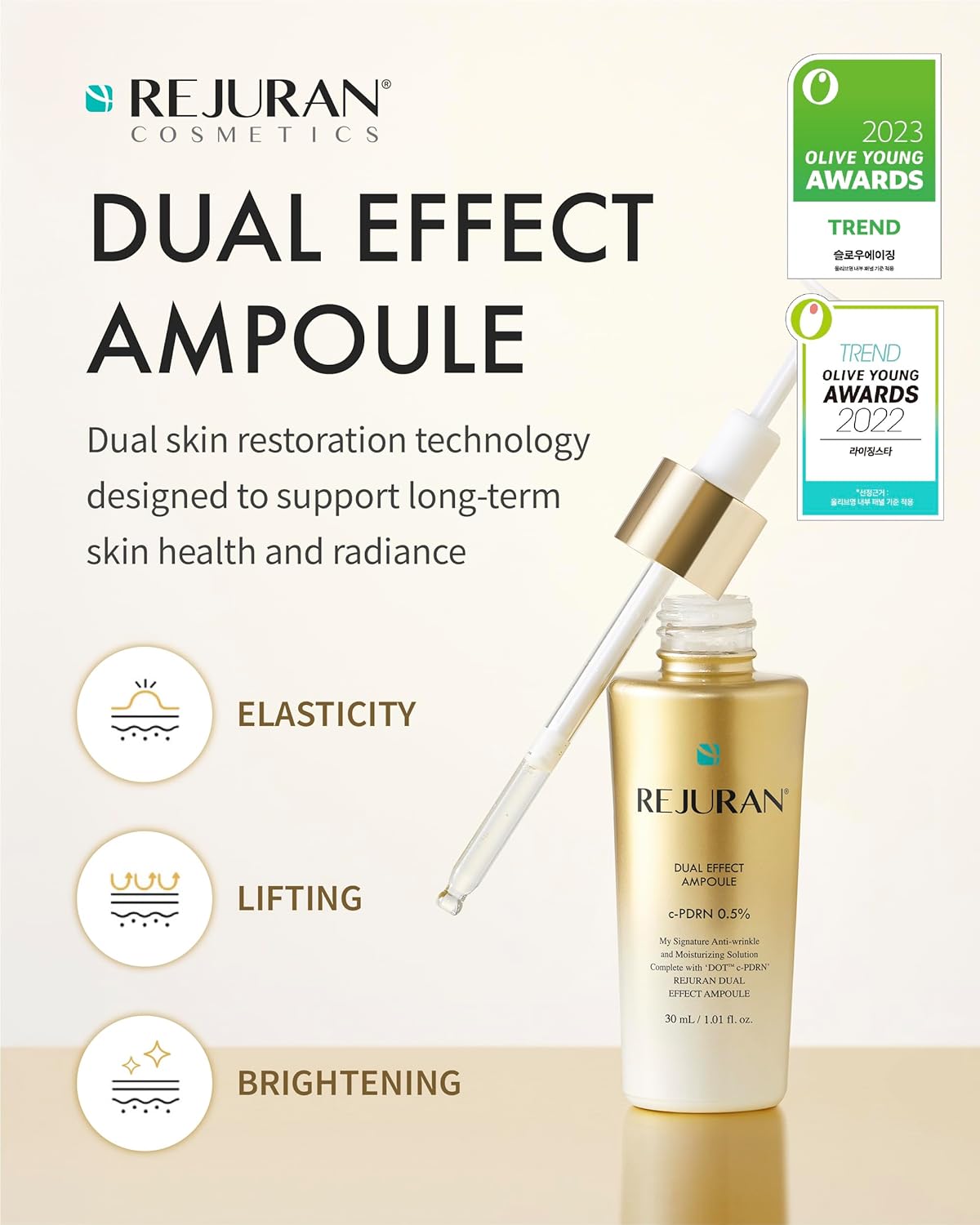 REJURAN® Dual Effect Ampoule, DOT DUAL c-PDRN® - Salmon DNA Face Serum for Deep Rejuvenation