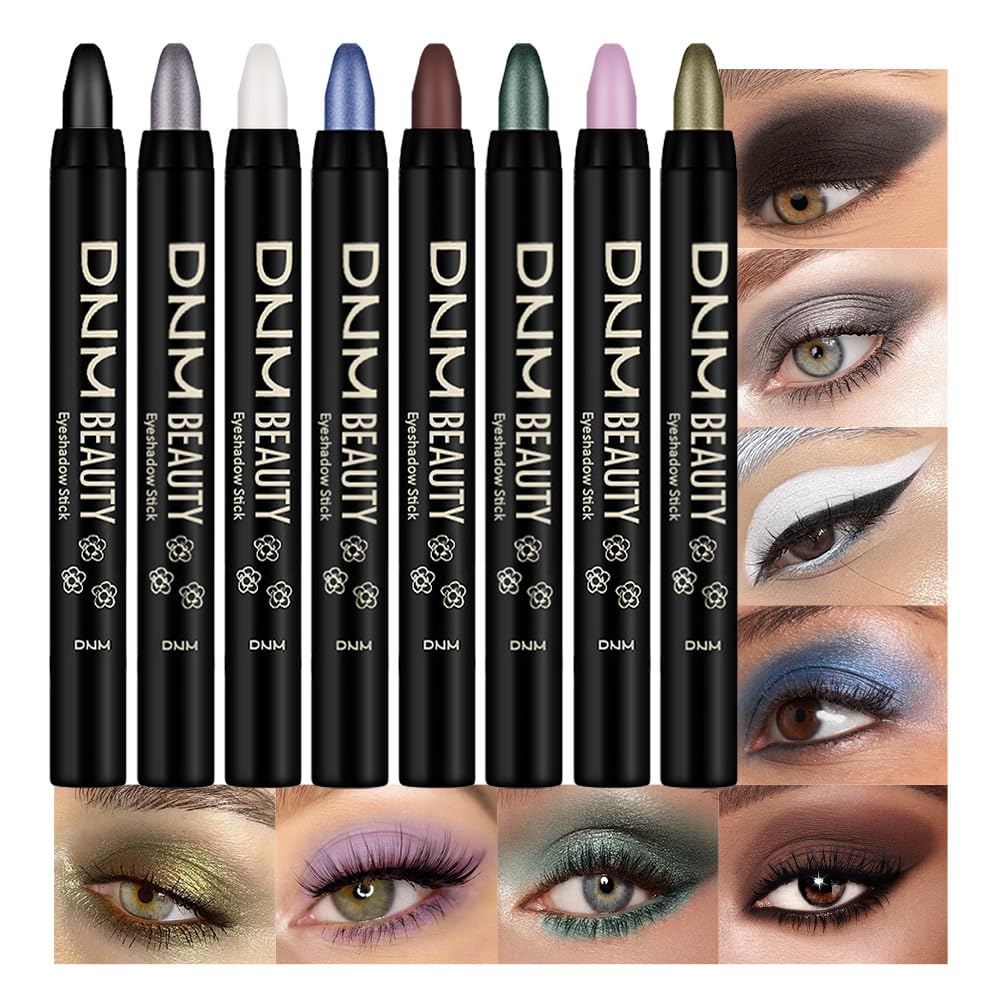 Kaely 8Pcs Cream Eye Shadow Sticks Set, Matte Shimmer Eyeliner Pencil Eyeshadow Palette Makeup, Eye