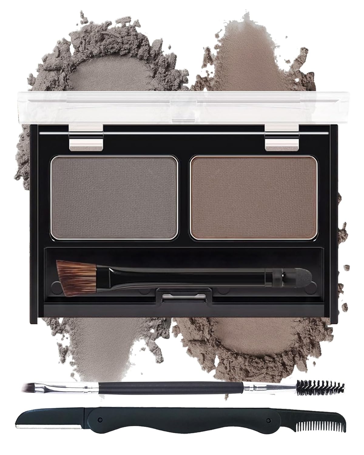 Eyebrow Powder Kit-Waterproof Two Colors Brow Powder Tinted Palette Long Lasting Up to