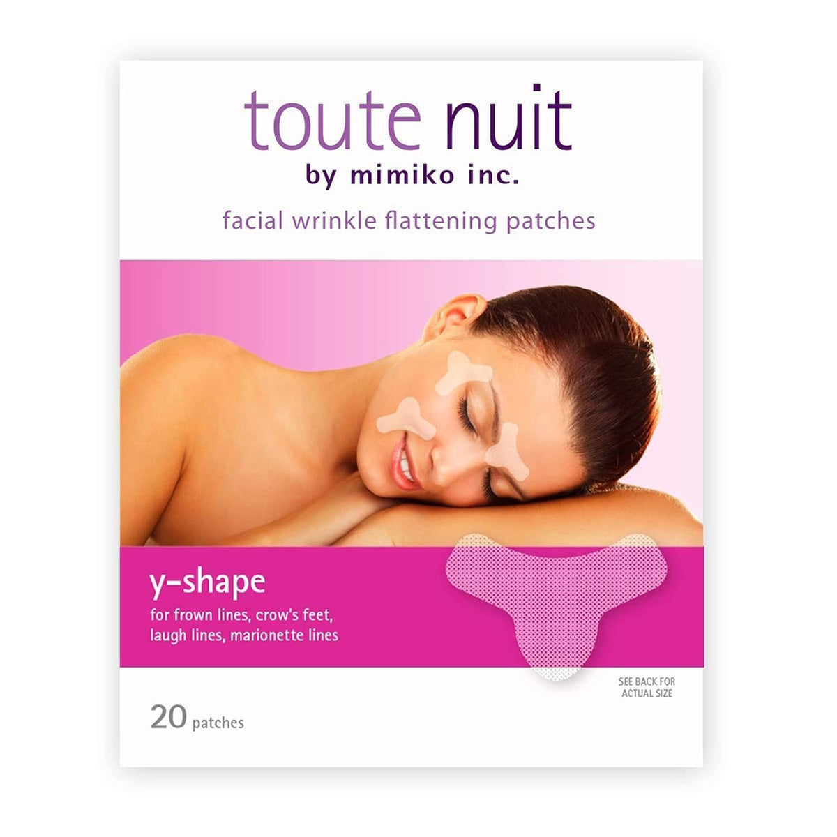 Toute Nuit Wrinkle Patches – Y Shape – Face Tape for Forehead, Between the Eyes & Around Mouth