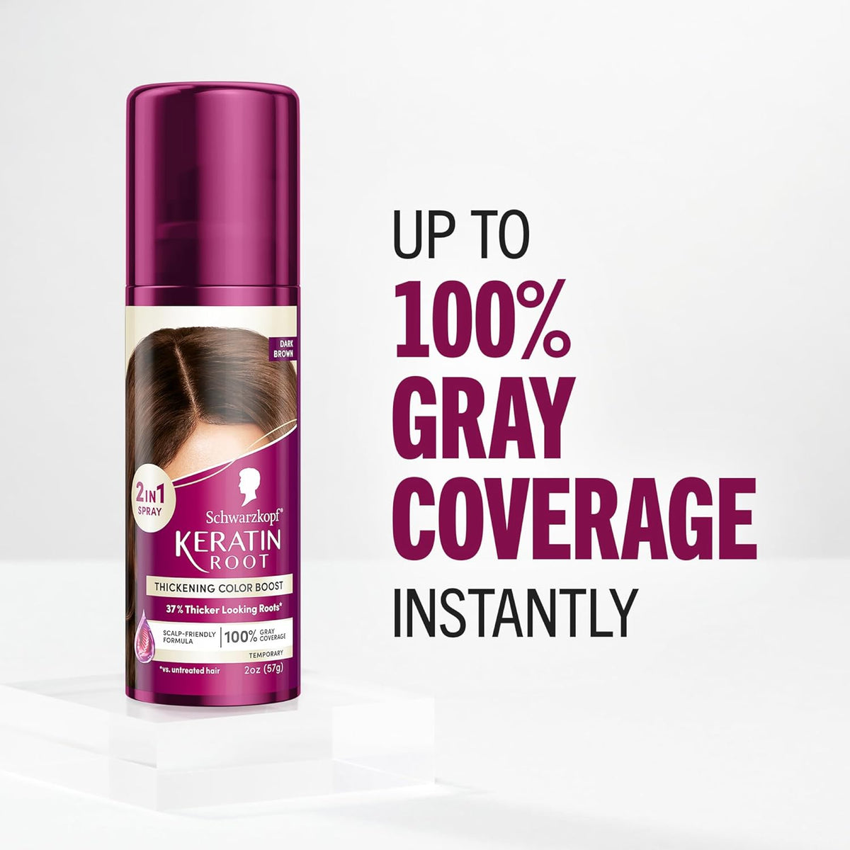 Schwarzkopf Keratin Color Root Temporary Hair Color Spray, Dark Brown - Salon Inspired Temporary