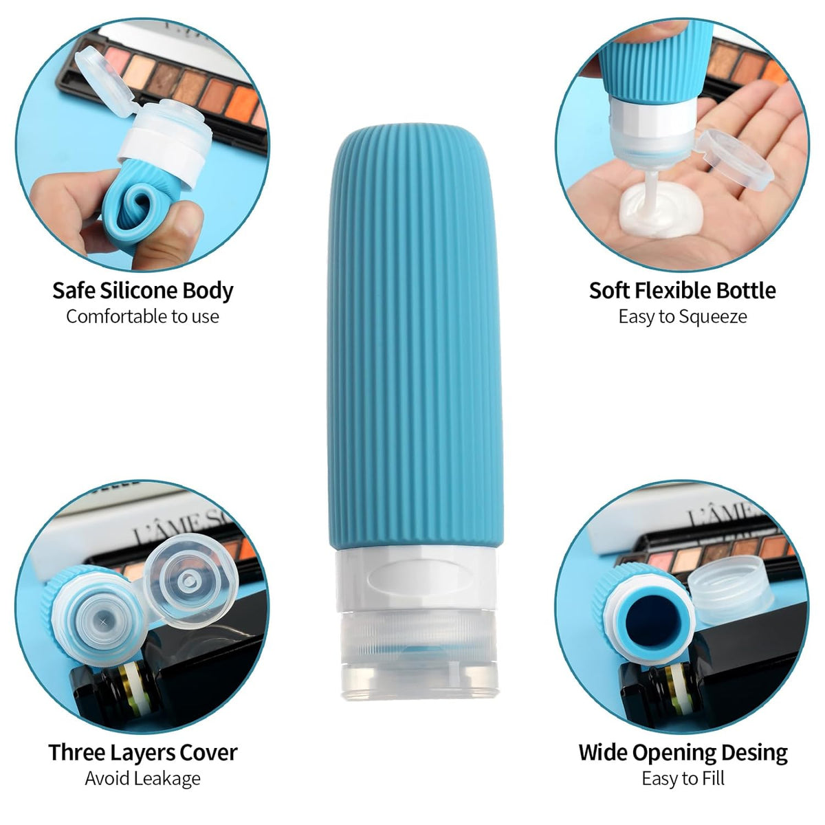 16 Pack Travel Bottles Set, TSA Approved Leak Proof Silicone Squeezable Containers for Toiletries