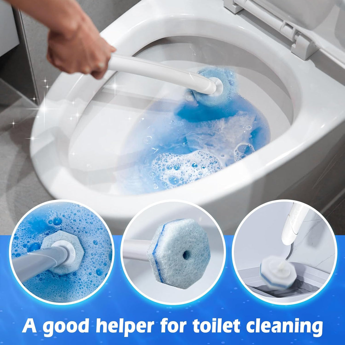 50 Count Upgraded Toilet Wand Refills | 2X Cleaning Power Toilet Bowl Cleaners | Extra Foam