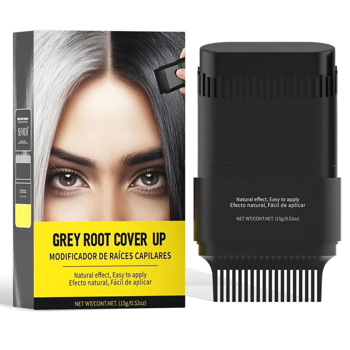 Gowwim Hair Dye Comb, Instant Portable Gray Hair Cover up Hair Dye Stick 2-in-1 Hair Color Stick