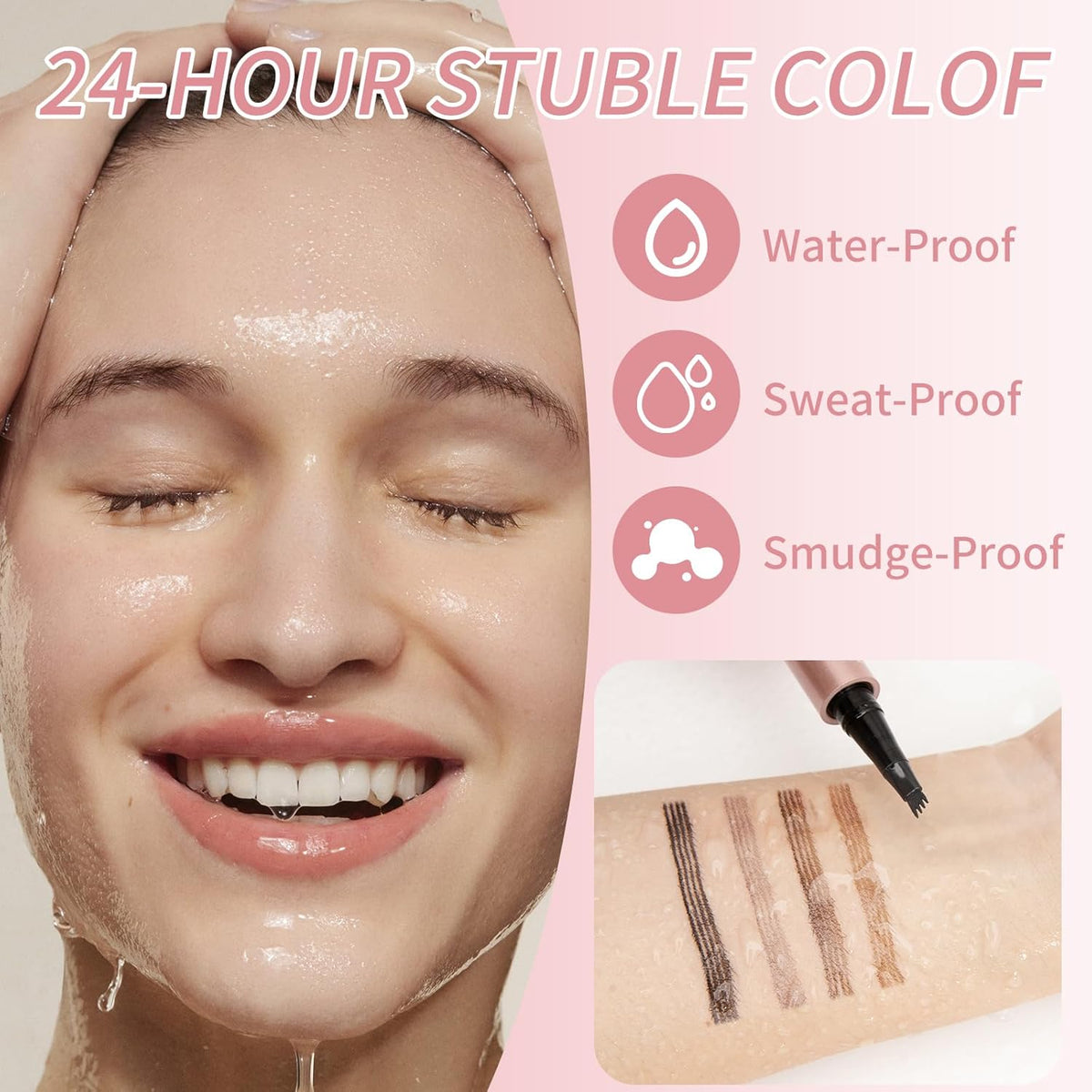 Eyebrow Pencils for Women - Microblading Eyebrow Pencil with Precise 4-Fork-Tip Waterproof Eyebrow