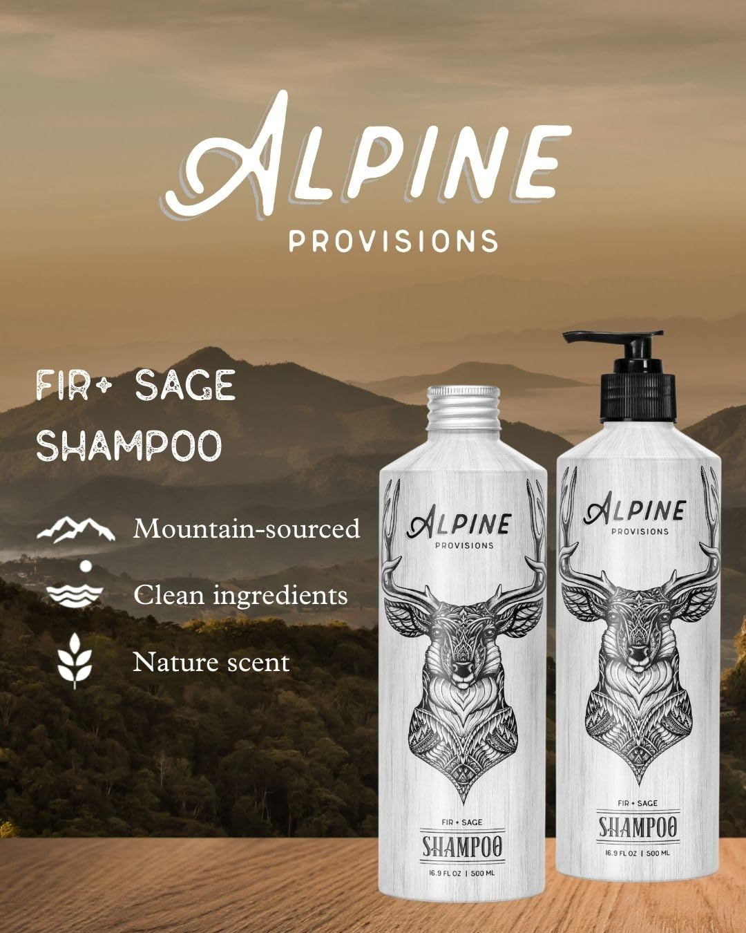 Alpine Provisions Fir & Sage Shampoo - Naturally Repair, Cleanse, and Hydration with Essential
