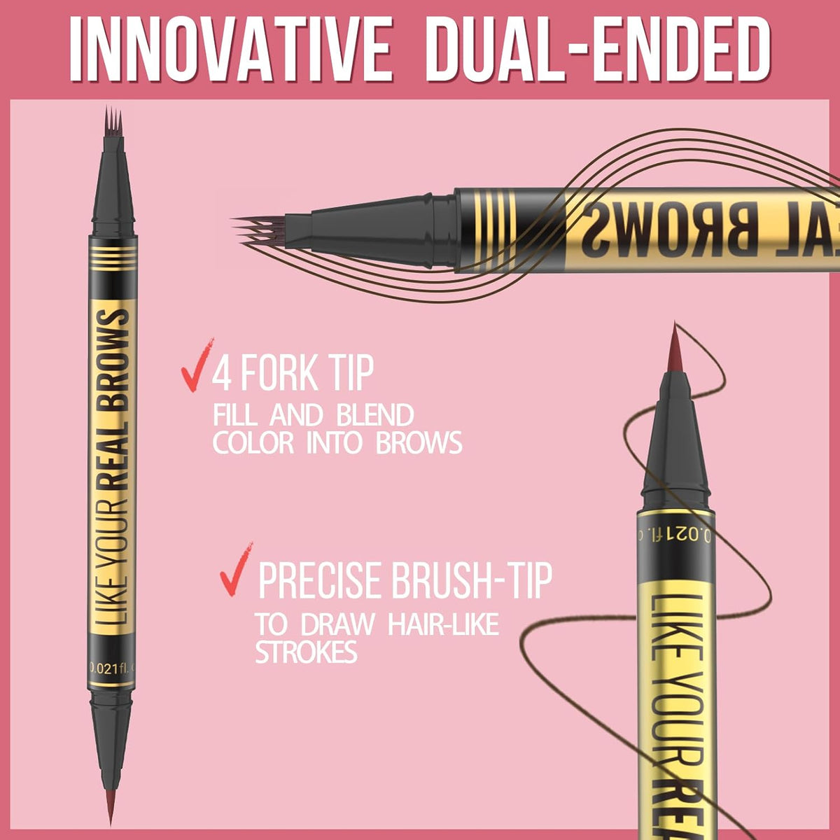 Eyebrow Pen - Microblading eyebrow pencil with Micro-Fork Tip & Precision Tip for Natural Brows