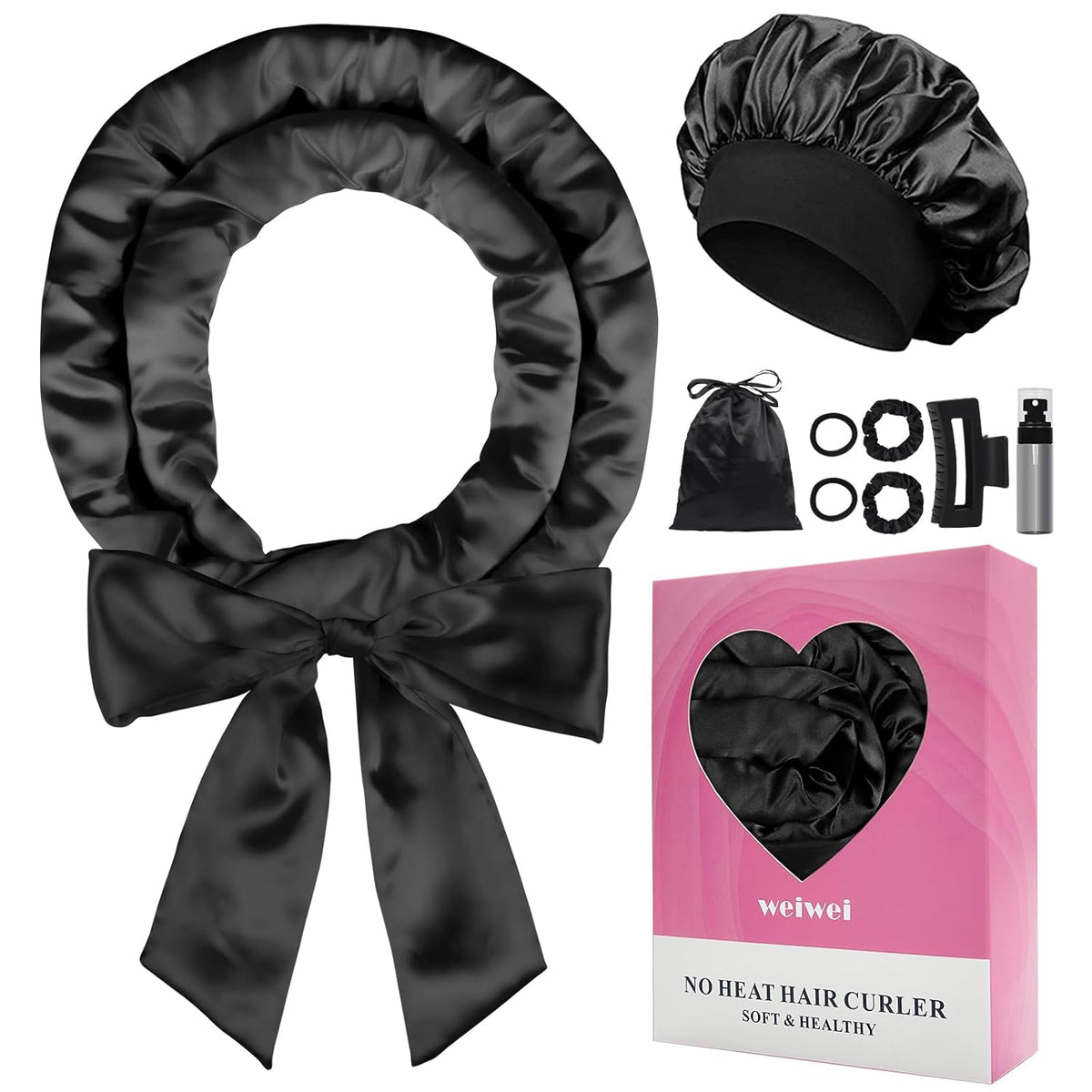weiwei Satin Heatless Curlers Hair Curler, No Heat Curls Overnight Hair Curlers to Sleep In