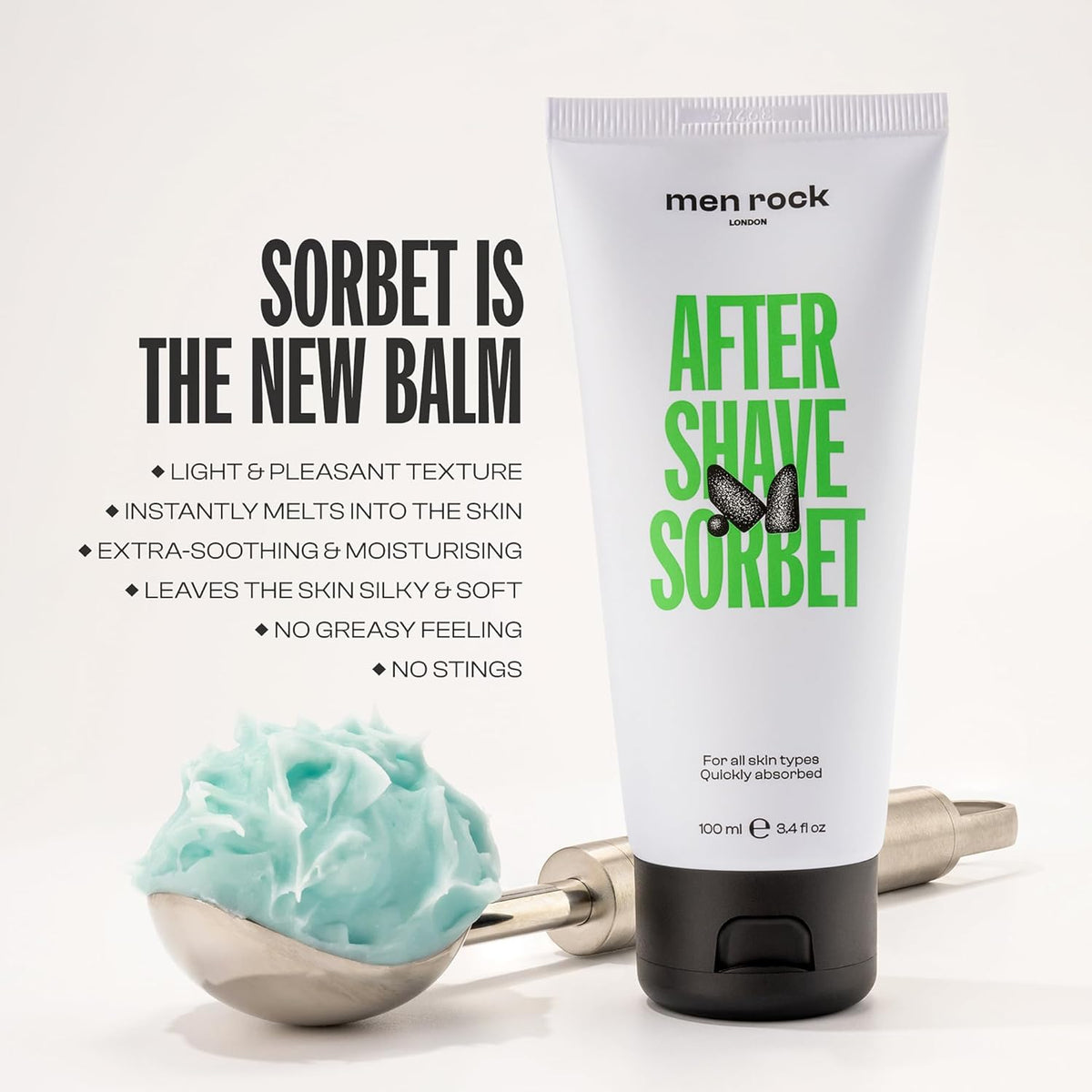 Men Rock After Shave Sorbet - Face Moisturizer - Soothing Aftershave for Men - Mens Skincare
