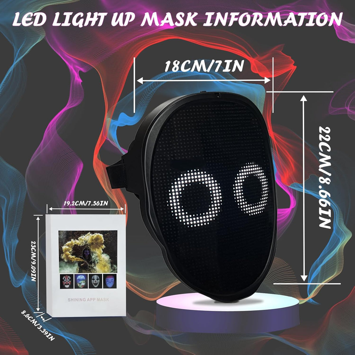 Depointer Life Led Mask with Rechargeable Bluetooth-compatible App Controlled, Customizable led