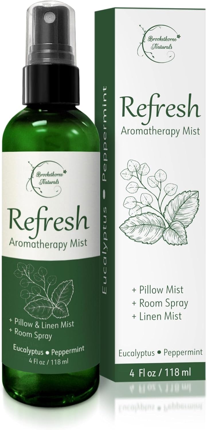 Refresh Aromatherapy Room Spray & Pillow Mist. Peppermint & Eucalyptus Essential Oil Spray, Linen