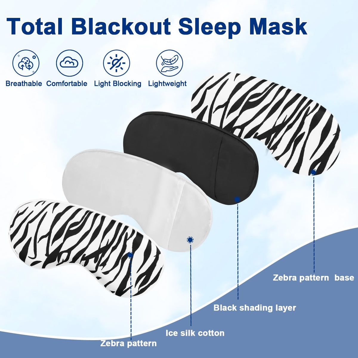 Sleep mask w/Cooling Gel Eye Mask, 2Packs Heated Eye Mask for Sleeping, Reusable Ice Silk Blackout