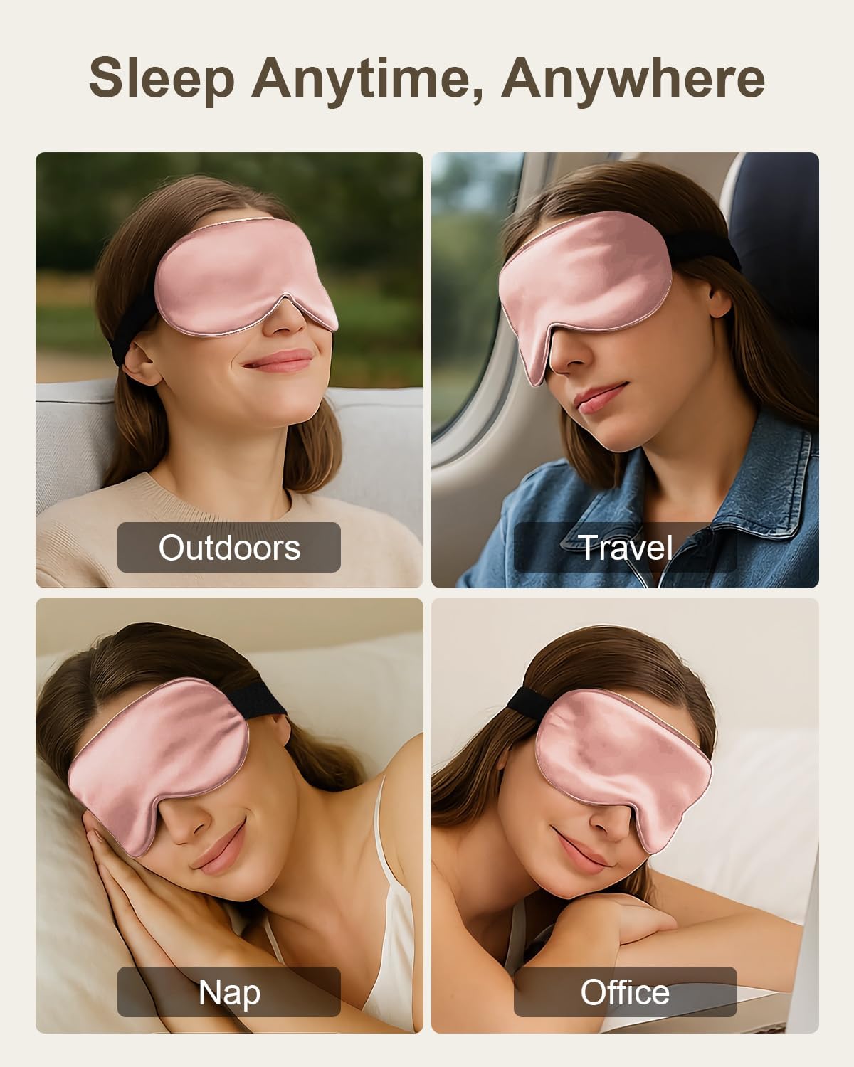 Luxury 22 Momme 100% Mulberry Silk Sleep Mask – 3D Eye Mask with Adjustable Strap, Gentle on Skin