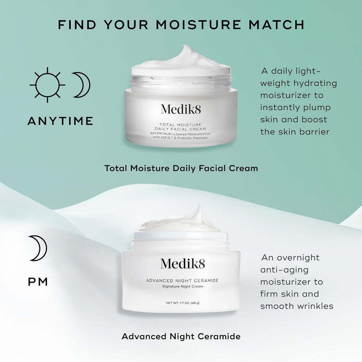 Medik8 Total Moisture Daily Facial Cream - Hydrating Peptide Face Moisturizer with Hyaluronic Acid