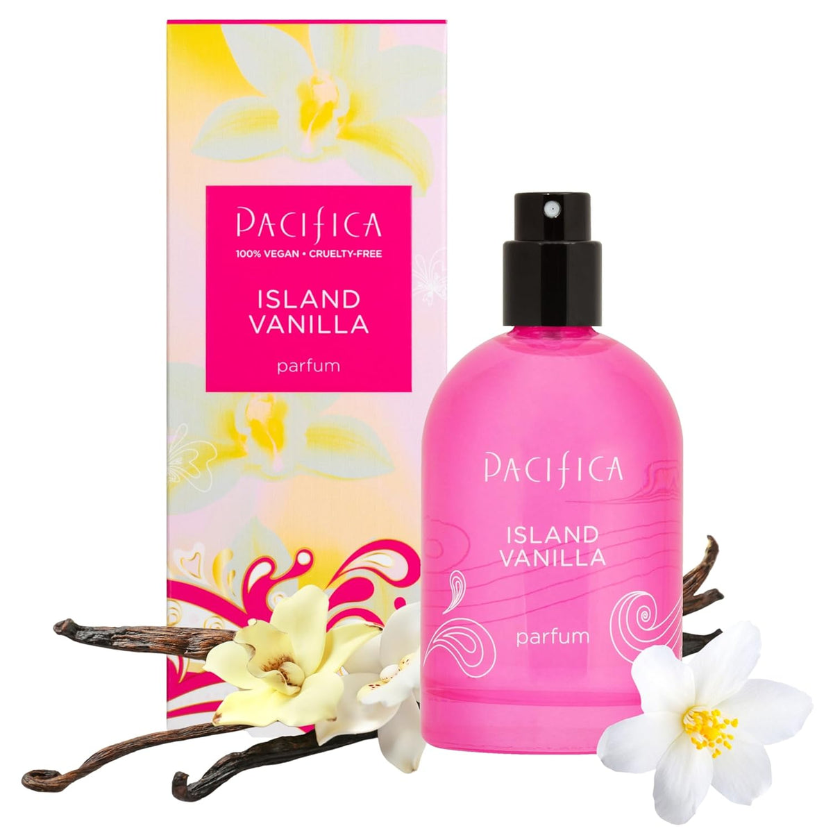 Pacifica Beauty Island Vanilla Spray Perfume – Sweet Tropical Vanilla Gourmand Scent, Long Lasting
