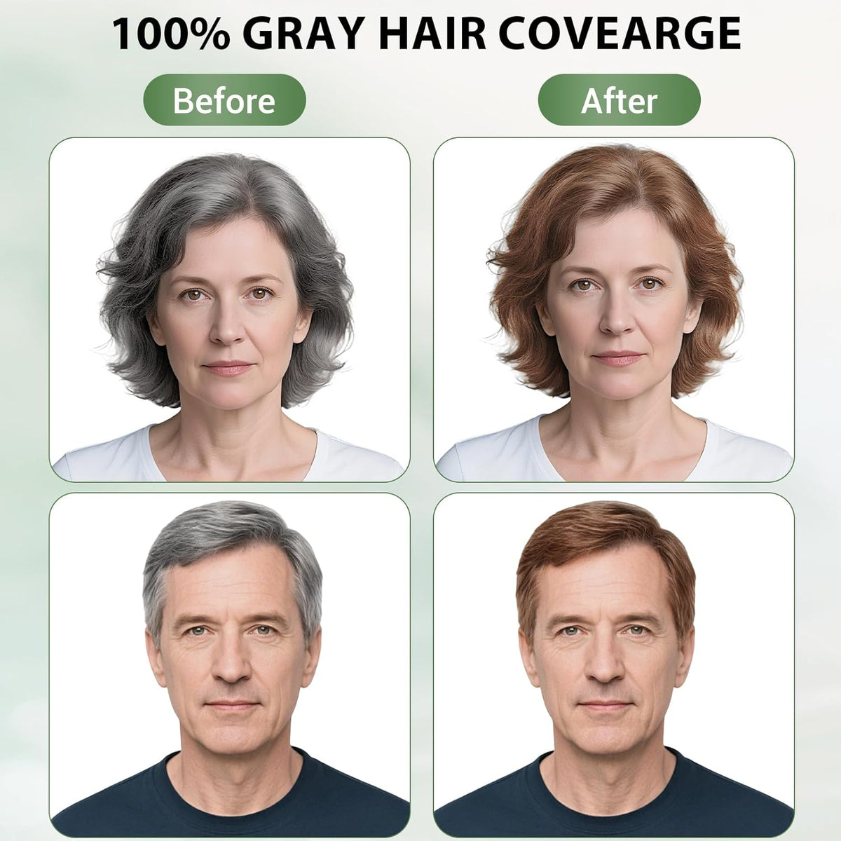 Light Brown Hair Dye Shampoo for Women Men, Instant Gray Hair Coverage Natural Herbal Hair Color
