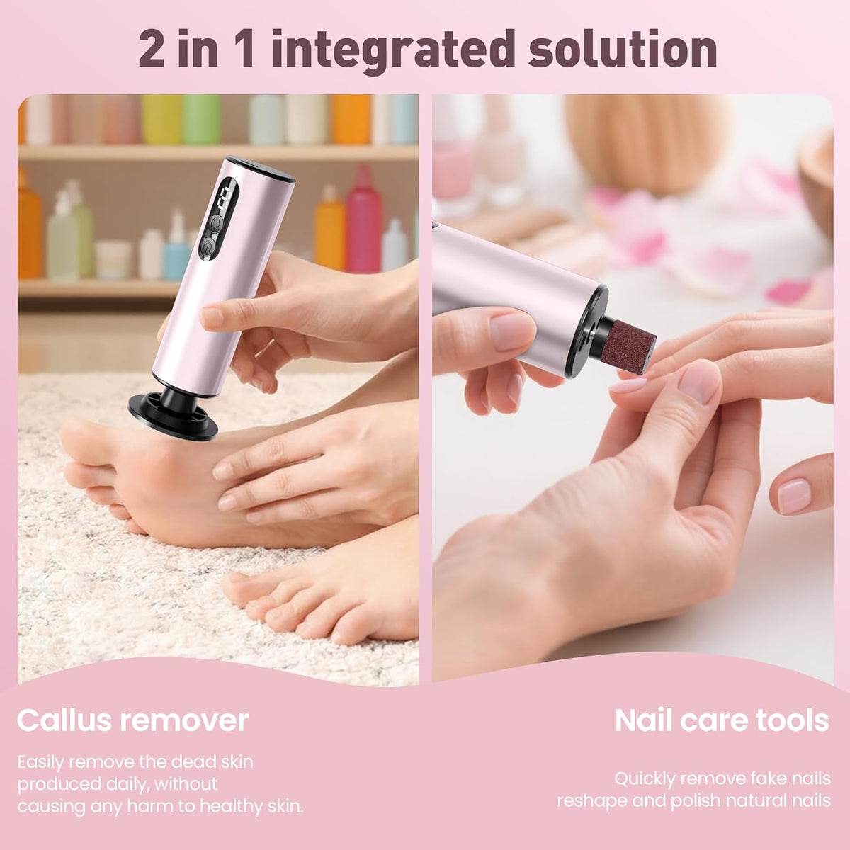 Electric Foot Callus Remover,2 in1 Rechargeable Callus Remover for Feet,9-Speed Wireless Electric