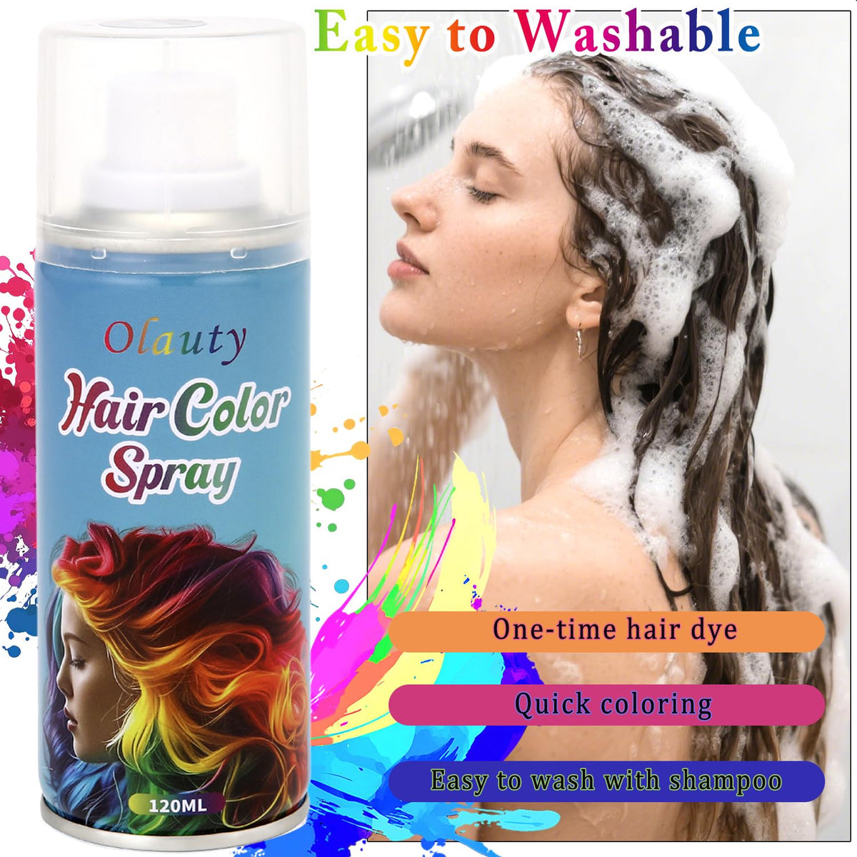 Temporary Hair Dye Spray For Kids Women Men,Washable One-Time Use Hair Color Wax, Green Hair Spray