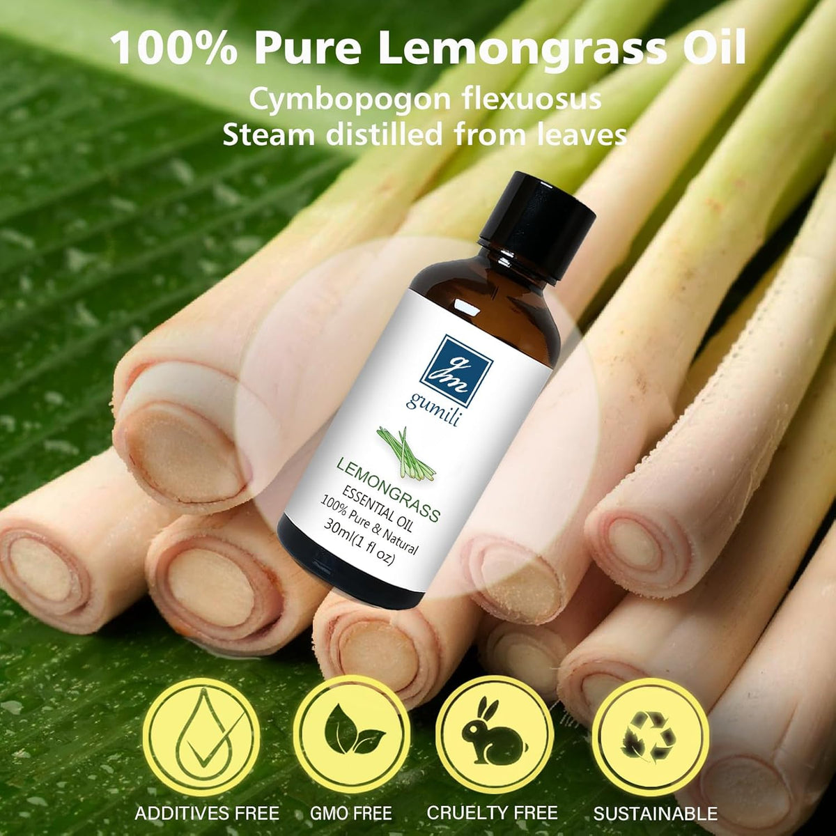 Lemongrass Essential Oil 1 Oz – 100% Pure Natural Lemongrass Oil for Diffuser, Skin, Body, Spray