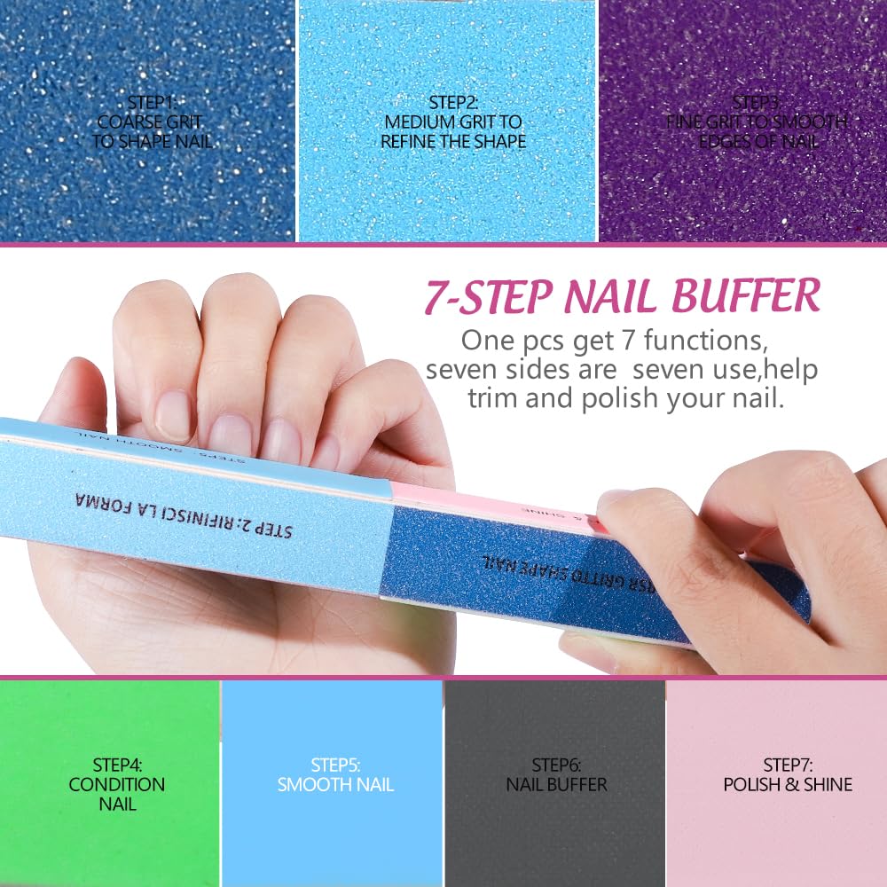 FANDAMEI Nail Files and Buffers, 20PCS Nail File Kit. Rectangular Nail Buffer Block & 100/180 Grit