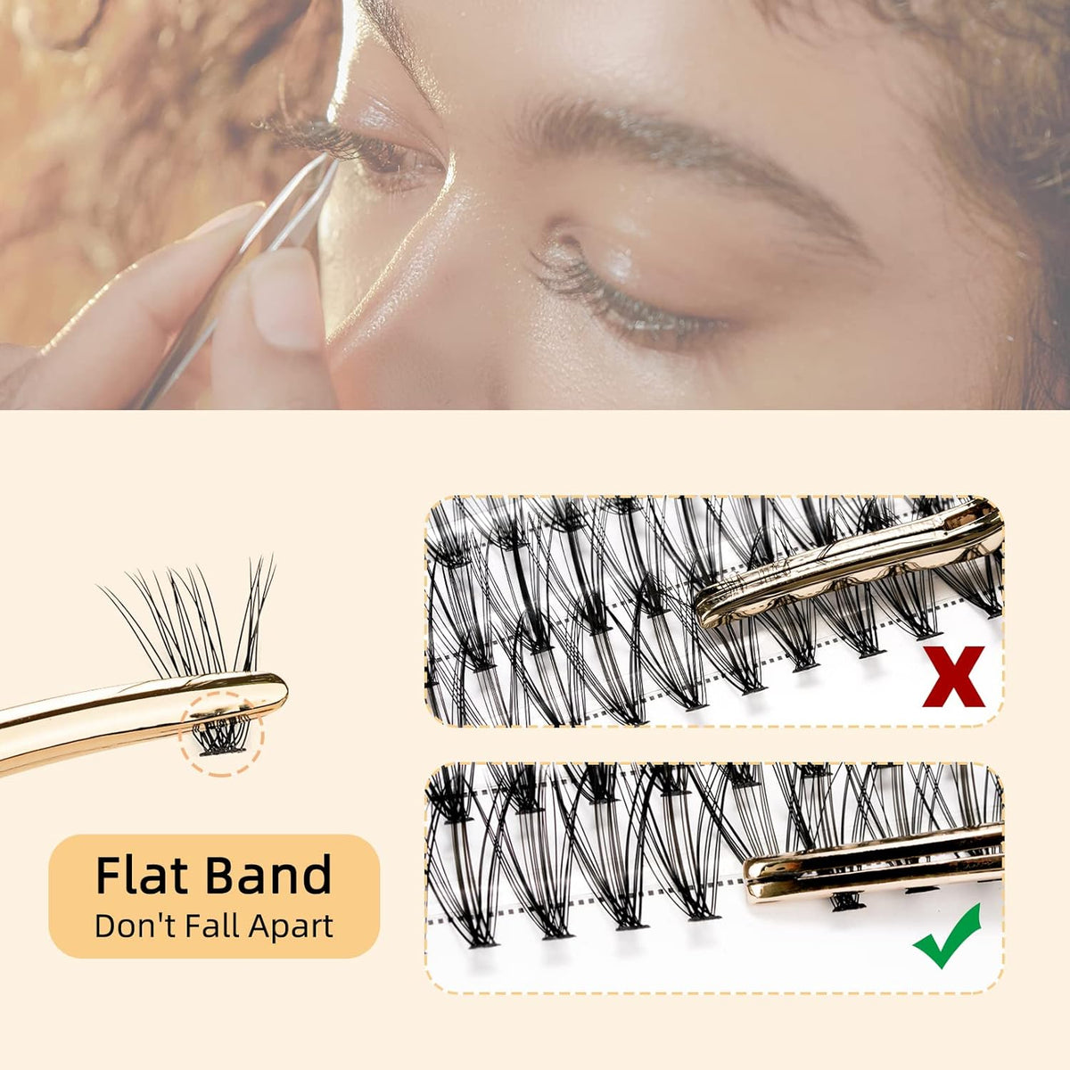 QUEWEL Cluster Lashes 240Pcs Individual Lashes 20D+30D D Curl Mix8-14mm Lash Extensions Clusters