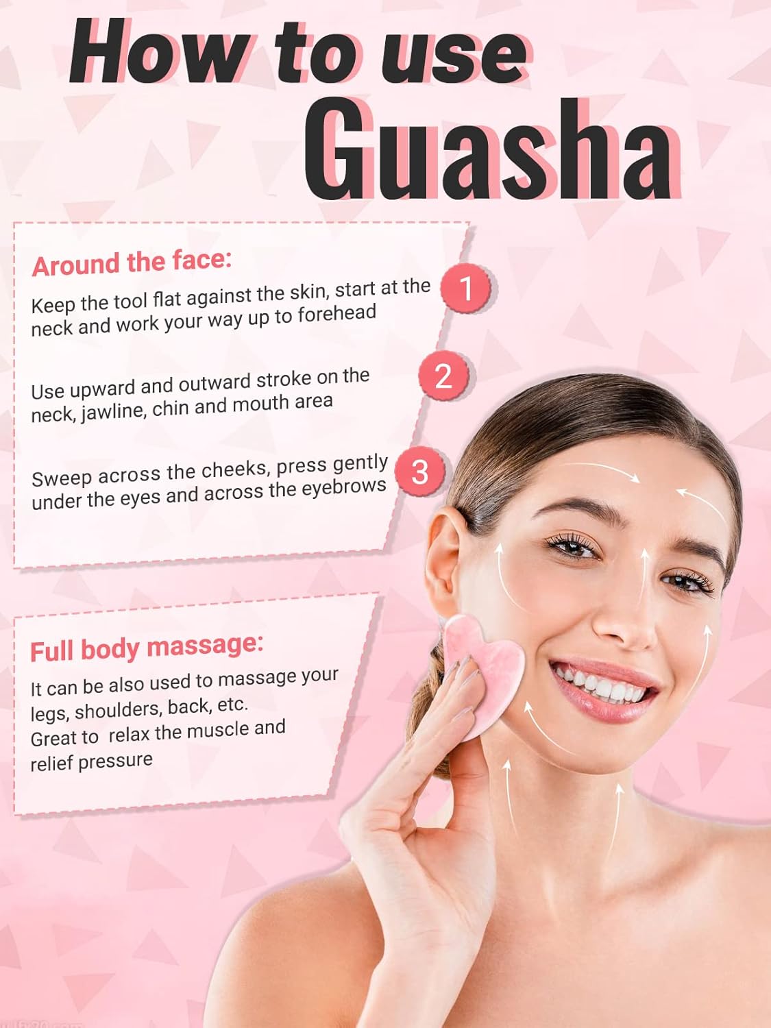 Gua Sha Face Roller Tools: Jade Roller Facial Tools for Skin Care - Facial Massager for Face, Eyes