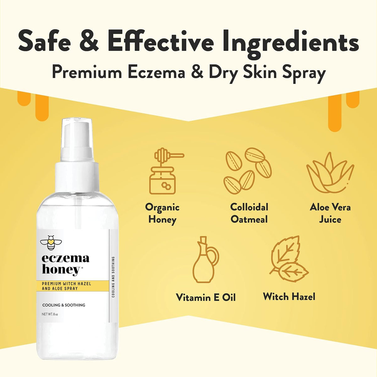 ECZEMA HONEY Premium Witch Hazel & Aloe Spray - Facial Mist Skin Care Product - Unscented