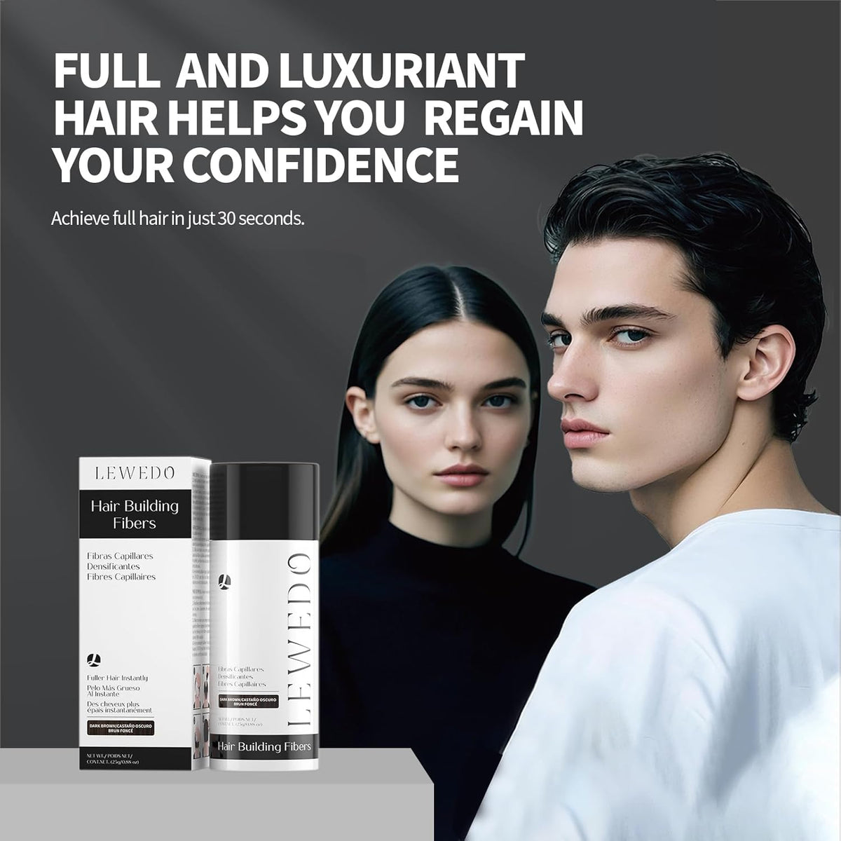 Hair Building Fibers - Instant Volume for Thinning Hair, Natural Appearance with Electrostatic
