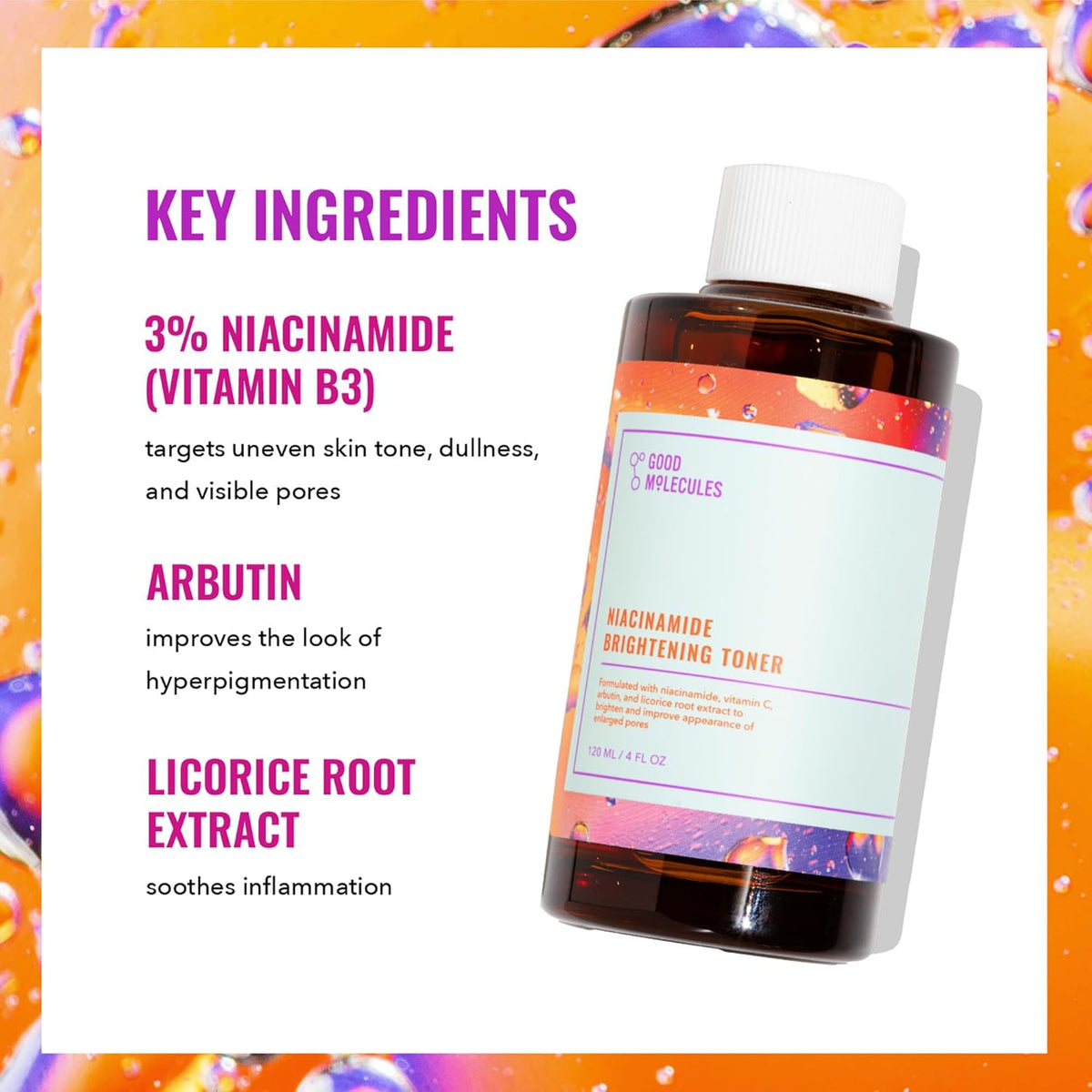 Good Molecules Niacinamide Brightening Toner - Toner for Face with Niacinamide and Arbutin for Skin
