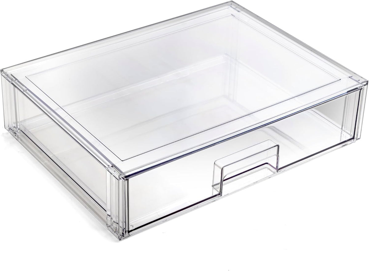 BINO | Stackable Storage Drawers, Shallow X-Large - Clear | THE CRATE COLLECTION | Storage Bins