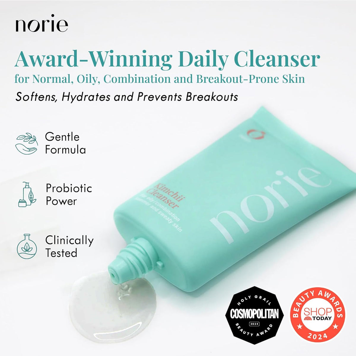 Norie Kimchii Face Wash - Gentle Facial Cleanser for Dry, Oily & Sensitive Skin | Fragrance Free