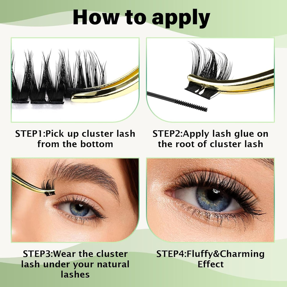 Lash Clusters 96pcs Individual Lashes Y10 D Curl 12mm Cluster Lashes KEYYOU Volume Wispy Lash