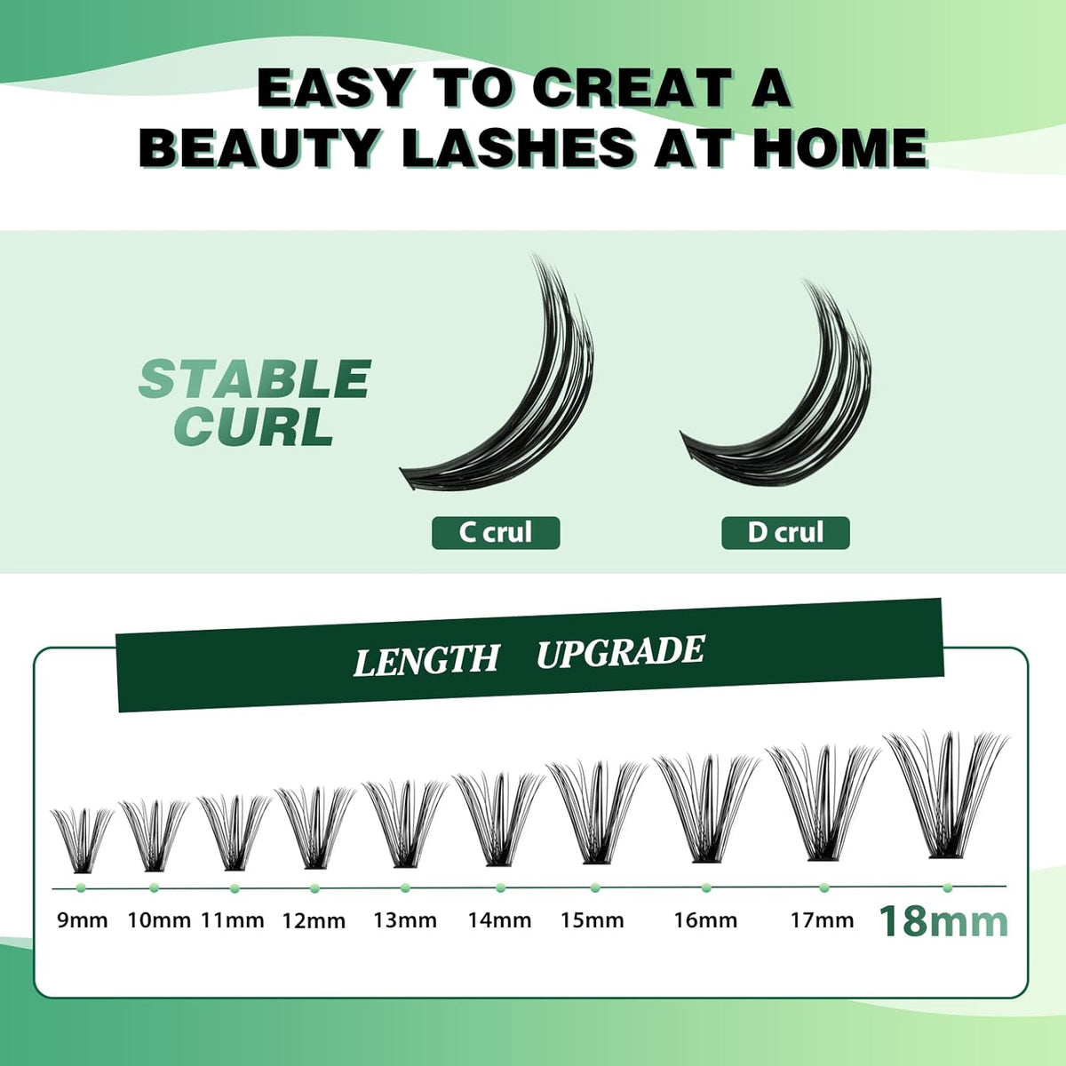 Lash Clusters 300pcs Individual Lashes 40D 0.07C Curl 9-18MIX DIY Eyelash Extension KEYYOU Large