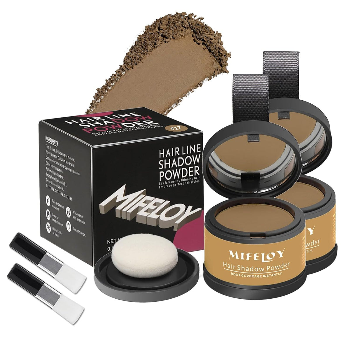 2 Pack Root Touch Up Shadow Powder, Gray Hair Cover Up, Color Root Coverage Powder for Thinning