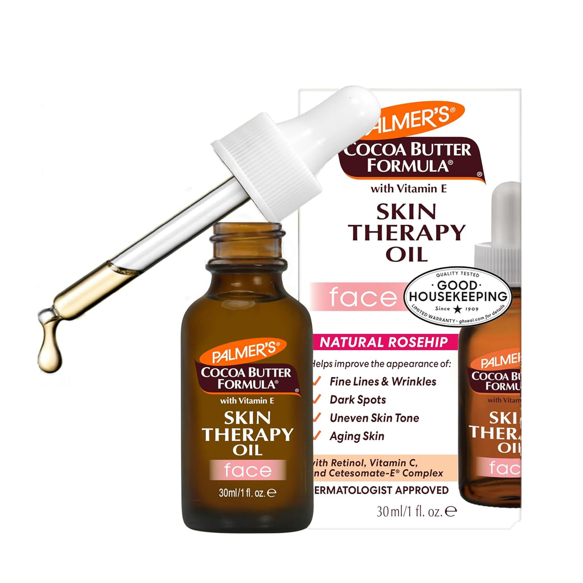Palmer's Cocoa Butter Formula Moisturizing Skin Therapy Oil for Face with Vitamin E, C & 10 Pure