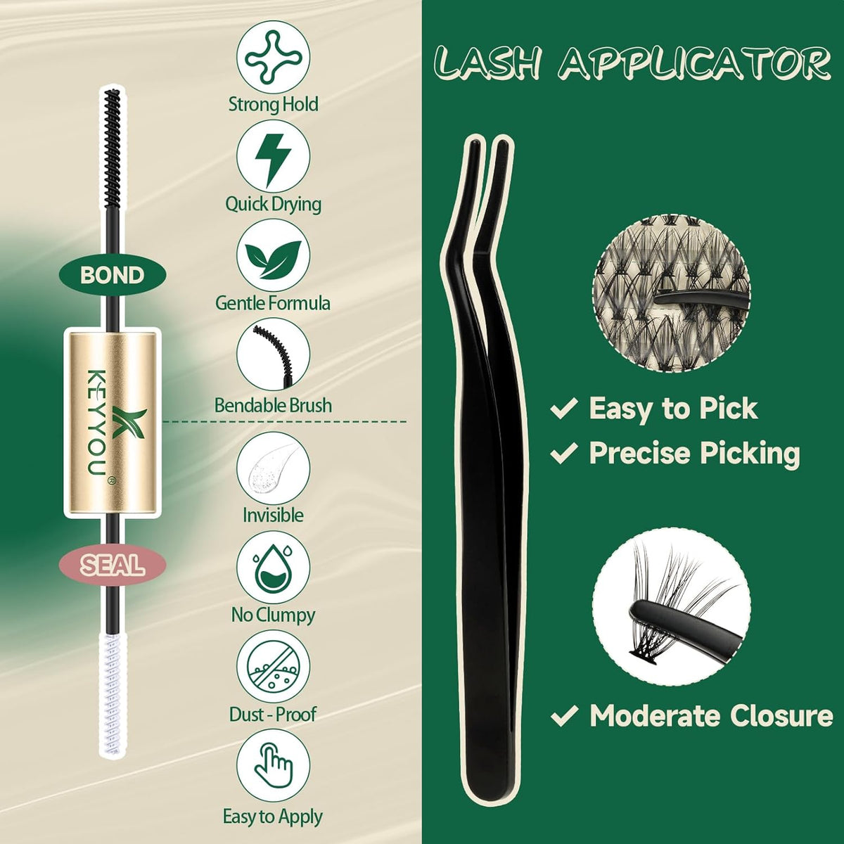 KEYYOU DIY Lash Extension Kit 280pcs Individual Lashes D Curl Eyelash Extension Kit 30D+40D 9-16Mix