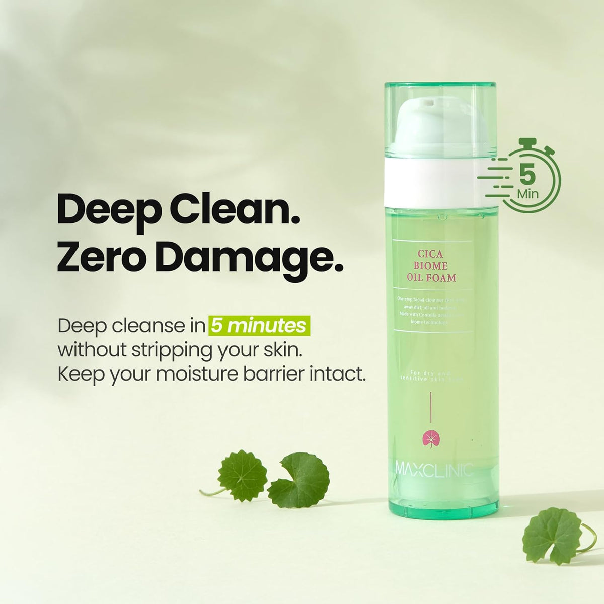 [K-Beauty] Cica Biome Oil to Foam - All-in-One Korean Face Wash OilBased Foaming Facial Cleanser