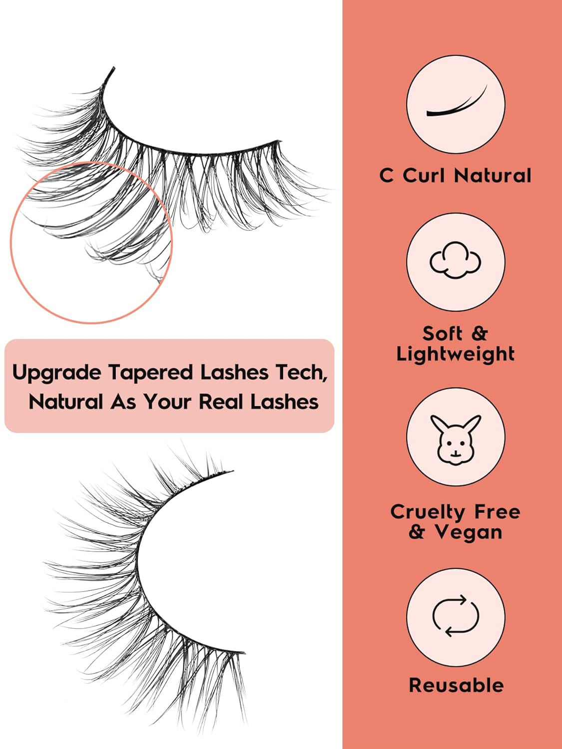 False Eyelashes Natural Look Wispy Lashes 10mm Short Lash C Curl 0.1MM Thin Band Lashes Pack