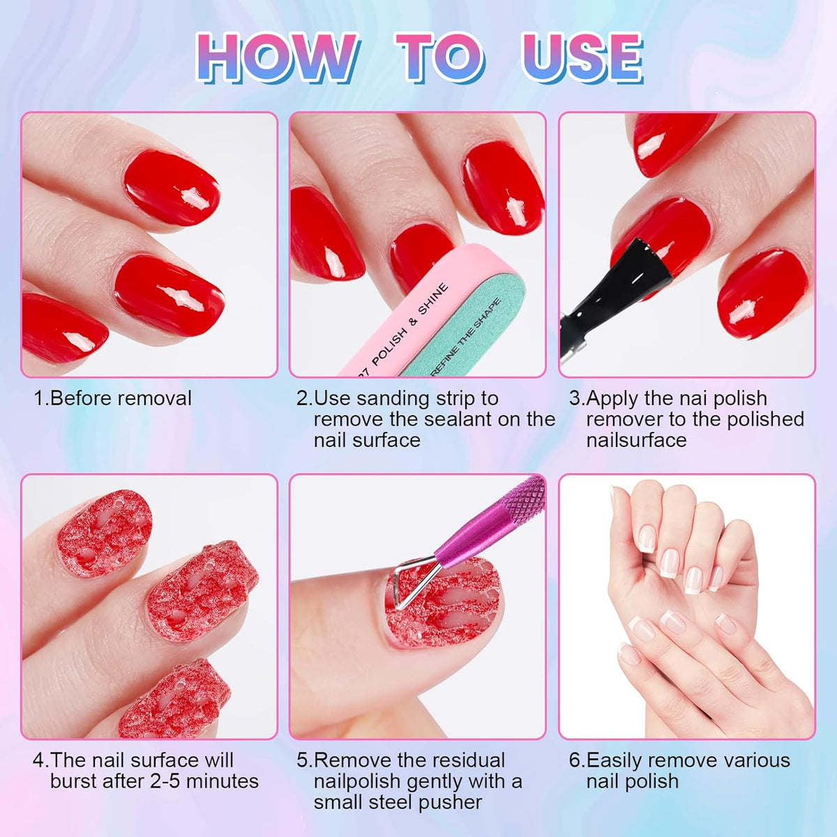 Gel Nail Polish Remover, Professional Gel Polish Remover for Nails Non-Irritating Easily & Quickly