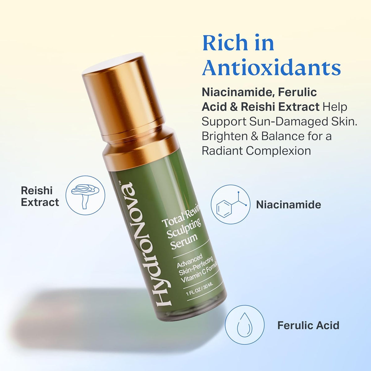 HYDRONOVA Total Rewind Sculpting Serum 1 fl oz | Line-Smoothing, Dark Spot Corrector | Vitamin C