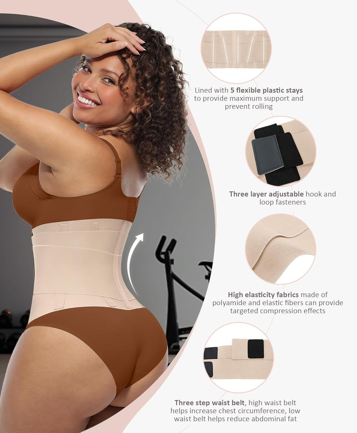 FeelinGirl Waist Trainer Belt Waist Cincher Trimmer Ab Belt Tummy Control Body Shaper with Triple