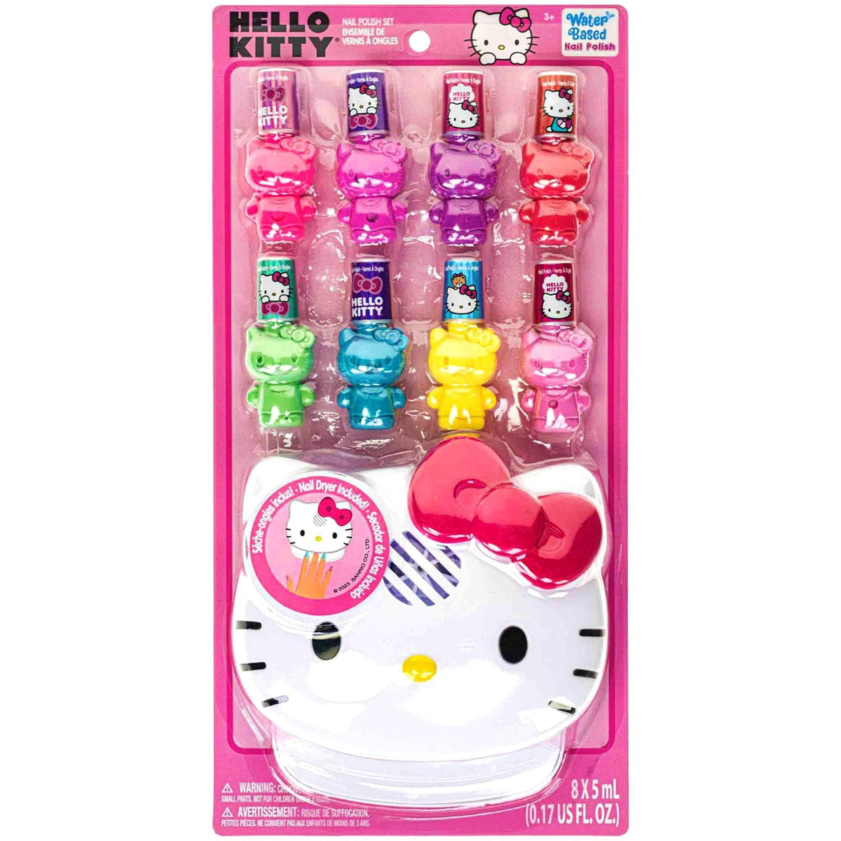 Townley Girl Hello Kitty 8 Pack Non-Toxic Peel-Off Shimmer and Opaque, Water-Based Safe Nail Polish